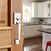 Elemake Front Door Handle Set with Modern Door Knob Interior Exterior Door Handles Sliver